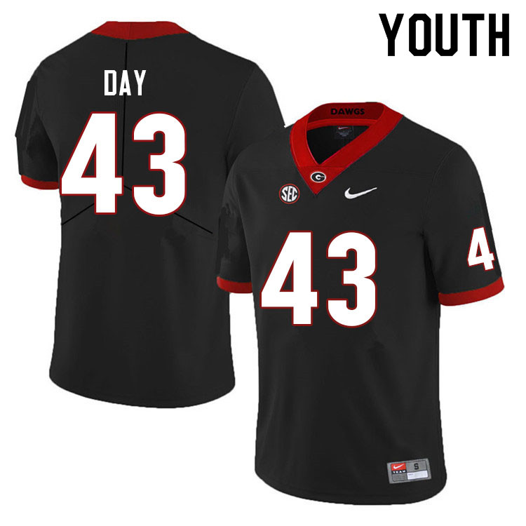 Georgia Bulldogs Youth Davis Day #43 Black Anniversary Stitched College UGA Football Jersey 23RQ013ON